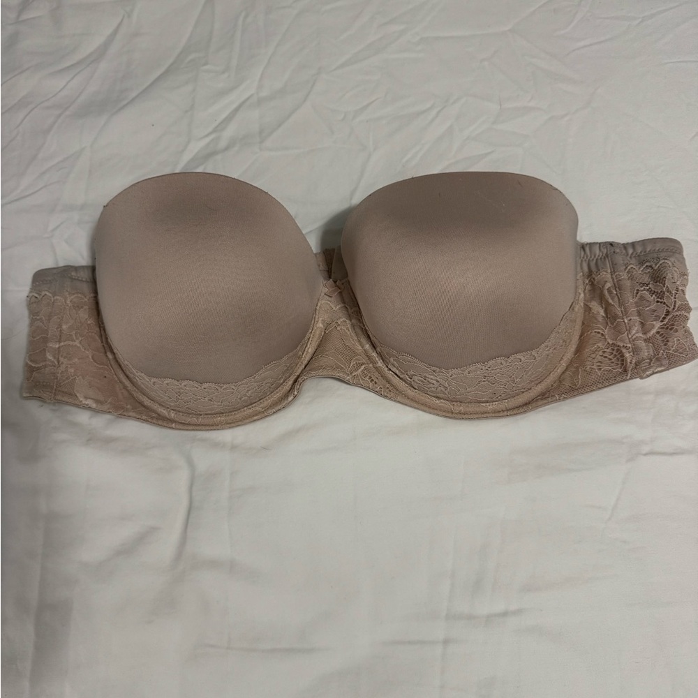 Torrid 44B Nude Strapless Underwire Bra Lace Back Convertible Plus Size